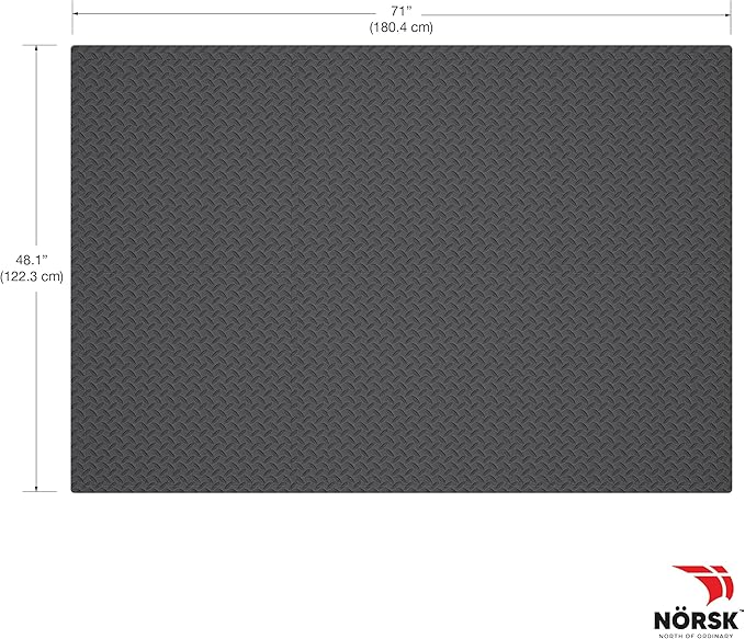 Norsk Foam Floor Gym Mats with Interlocking Tiles, .47" Thick, 24"x24", 30-Pack, 120 Square Feet, Diamond Plate Design, Grey
