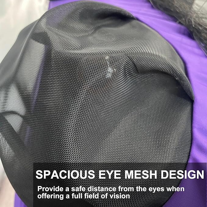 Stretchy Horse Fly Mask for Horses, Soft Lycra Equine Mesh Mask, Elasticity Horse Face Covering, Breathable&UV Protection, Violet, Cob