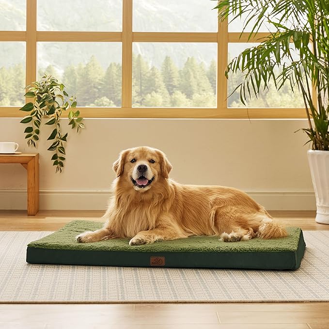 Bedsure XL Dog Beds Large Sized Dog -Orthopedic Flat Extra Large Pet Beds with Removable Washable Cover, Egg Crate Foam Mat, Suitable for Pet Up to 100 lbs