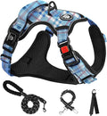 NESTROAD No Pull Dog Harness with Leash, Reflective No Choke Pet Vest Harness,Adjustable Soft Padded Dog Harness with Easy Control Handle for Small Dogs(Checkered Blue,Small)