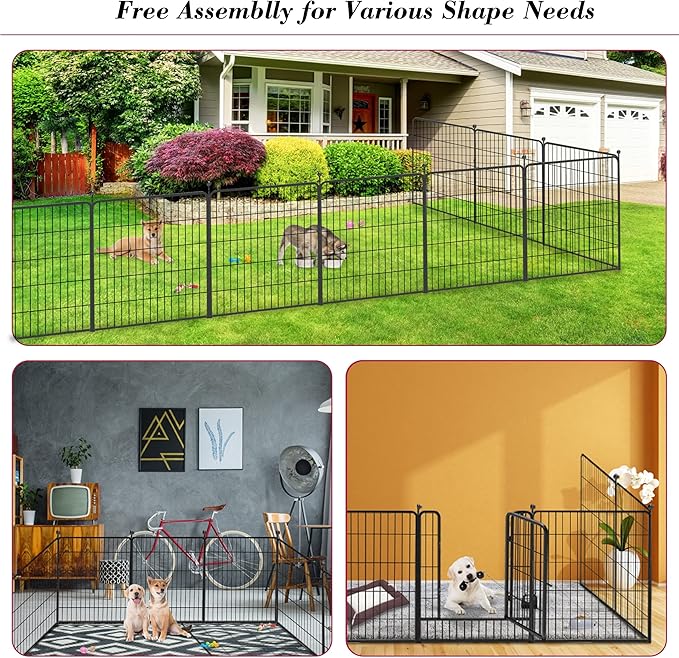 Dog Playpen 32 inch 30 Panels Indoor Outdoor Dog Pen for Medium/Small Dogs Heavy Duty Metal Dog Fence Outdoor for Yard, Puppy Playpen with Door Portable Pet Fence for RV Camping Yard