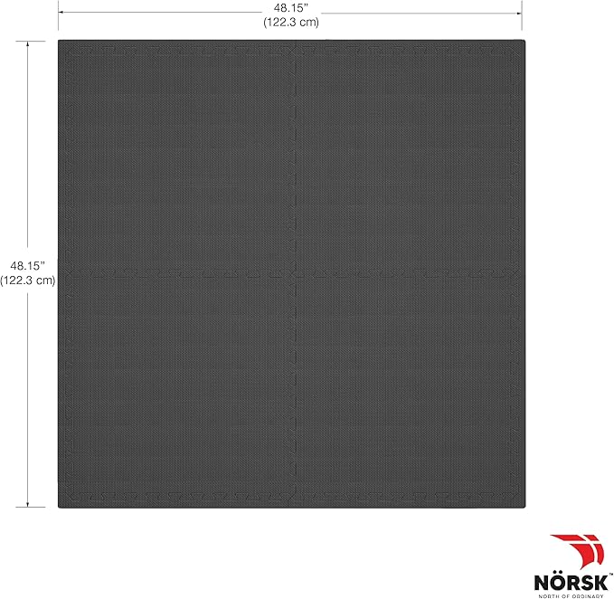 Norsk Multi-Purpose Reversible Floor Mats - EVA Interlocking Foam Tiles (Gray/Black 28 Tiles - 112 sq. Ft. 1/2" Thick)