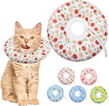 Cat Cone Soft, Adjustable Recovery Collar for Small Medium Large Cats, Cute Donut E After Surgery, Anti-Lick Wound Healing Elizabethan for Kittens (Pink Cherry, Small)