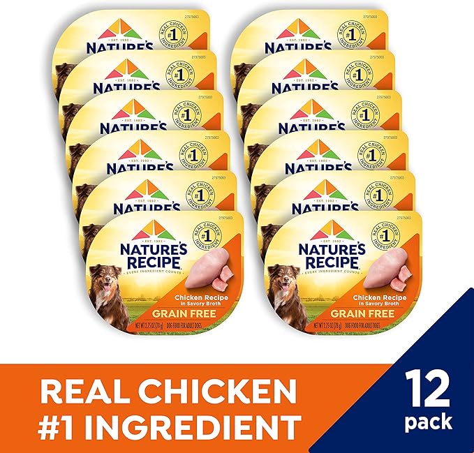 Nature's Recipe Grain Free Chicken Recipe in Savory Broth Wet Dog Food, 2.75 oz. Cup, 12 Count