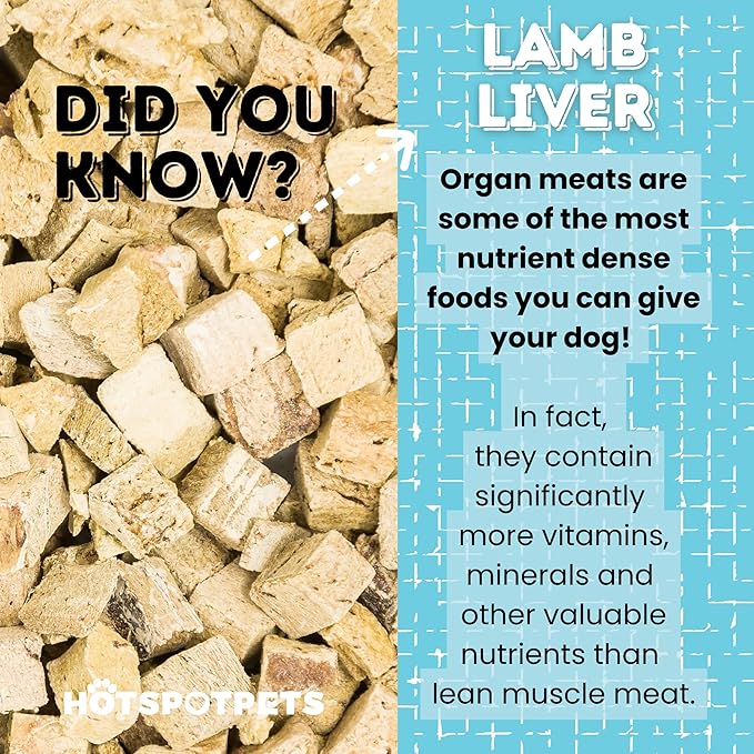 hotspot pets Lamb Liver Treats, 1LB Bag, All Natural Grain-Free Cat & Dog Training Topper Snack, Single Ingredient, Made in USA