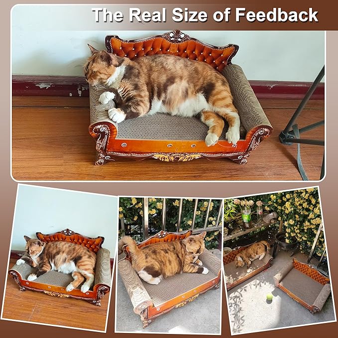 Sofa Shaped Scratching Couch,Thick Scratching Cardboard, Lounge Bed for Indoor Rest&Play, Sofa Scratcher Pad (21.2" L X 12.2 "W X 11.8" H)