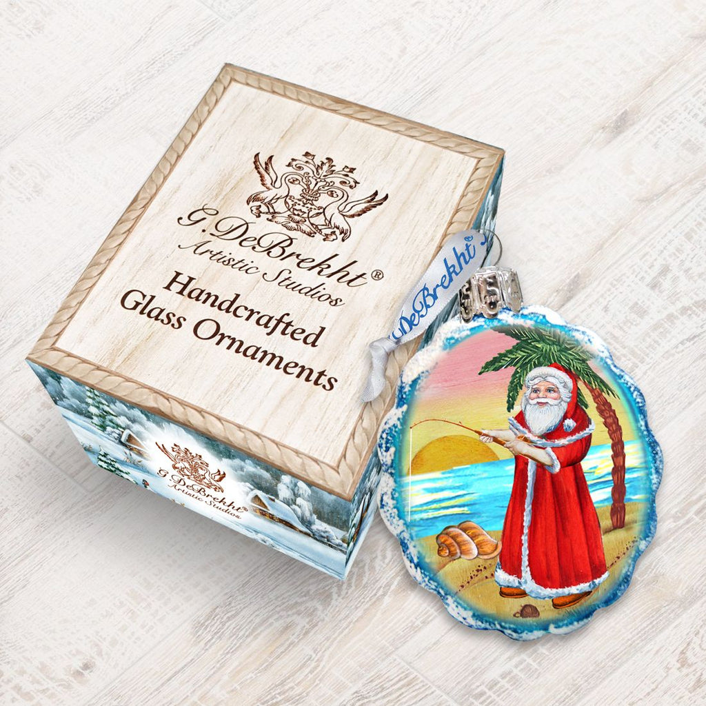Flower Santa Mercury Glass Ornament by G. DeBrekht - Coastal Holiday Decor - 777361