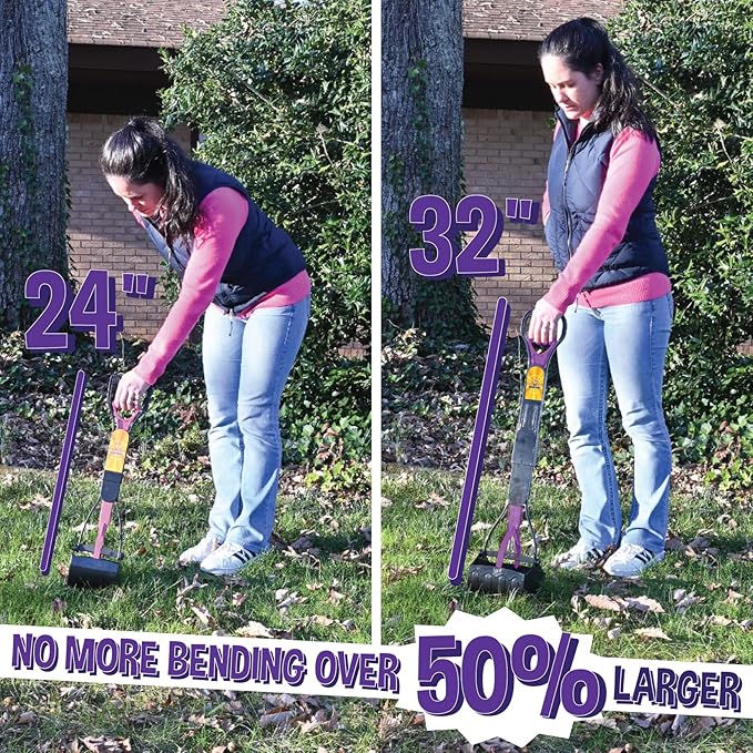 Bodhi Dog Large Foldable Pooper Scooper - 32” Long Handle, Lightweight Portable Pooper Scooper for Small & Large Dogs - Easy to Use - Made with Premium Durable Materials (Purple)