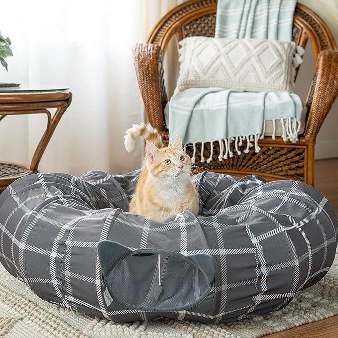 Kitty City Large Cat Tunnel Bed, Cat Bed, Pop Up Bed, Cat Toys, Gray