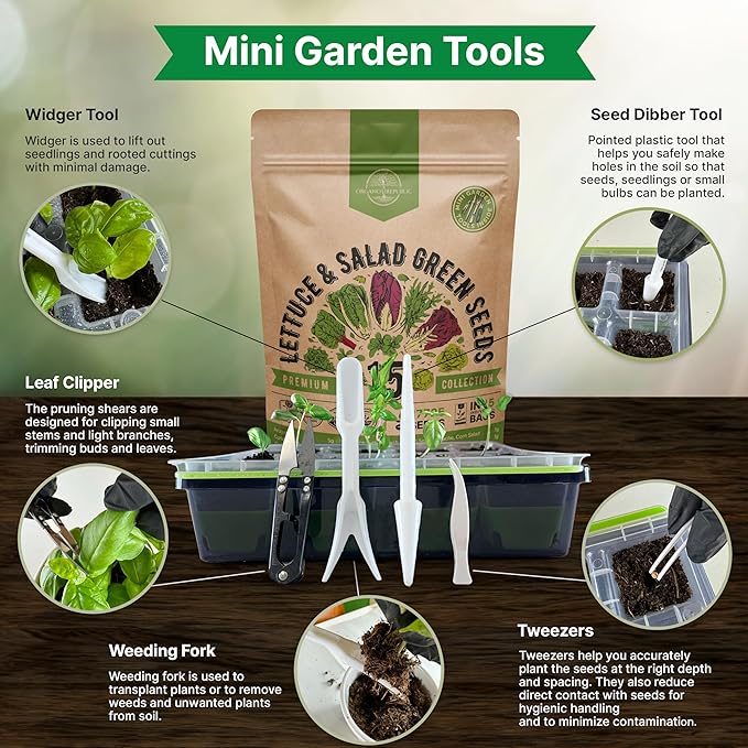 Organo Republic 15 Lettuce & Salad Greens Seeds Variety Pack 17700+ Non-GMO Heirloom Lettuce Seeds for Indoors & Outdoors Garden, Hydroponics, Aerogarden - Arugula, Kale, Spinach, Swiss Chard, Lettuce