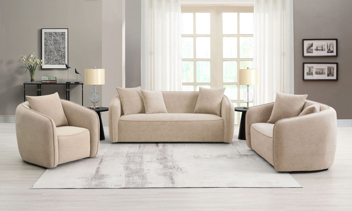 Keith - 3 Piece Living Room Set (Comes With Matching Color Toss Pillows)