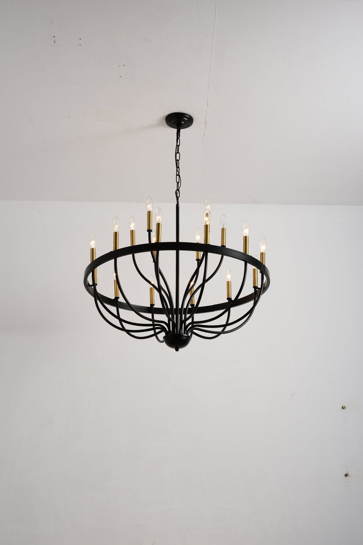 15-Light Industrial Iron Candle Chandelier Modern Farmhouse Pendant Light