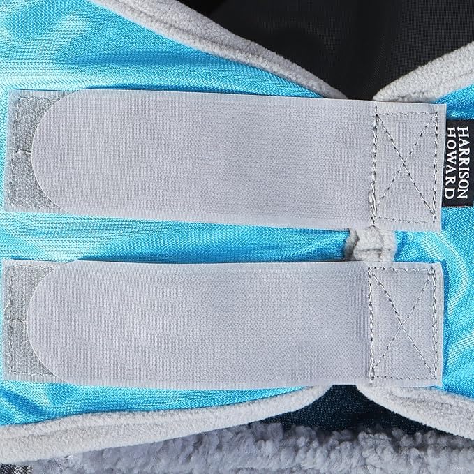 Harrison Howard CareMaster Pro Luminous Horse Fly Mask Large Eye Space Standard with Ears UV Protection for Horse Sky Blue M Cob