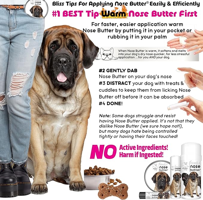 The Blissful Dog Mastiff Unscented Nose Butter - Dog Nose Butter, 2 Ounce