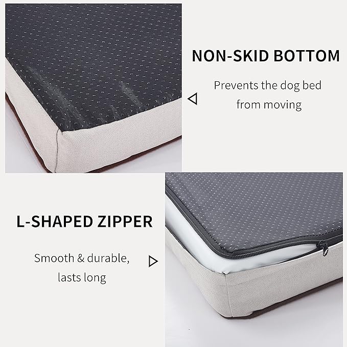 Orthopedic Memory Foam Dog Bed, Cooling Dog Beds for Medium/Large Dogs -Waterproof Pet Bed for Crate with Removable Washable Cover, L(35inch,65Lbs)