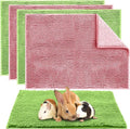 Amylove 4 Pcs Guinea Pig Cage Liner Guinea Pig Bedding Washable Fleece Pee Pads Reusable Small Animals Training Mat Small Animal Sleeping Bed for Bunny Hamster (Green Pink,16 x 24 Inch)