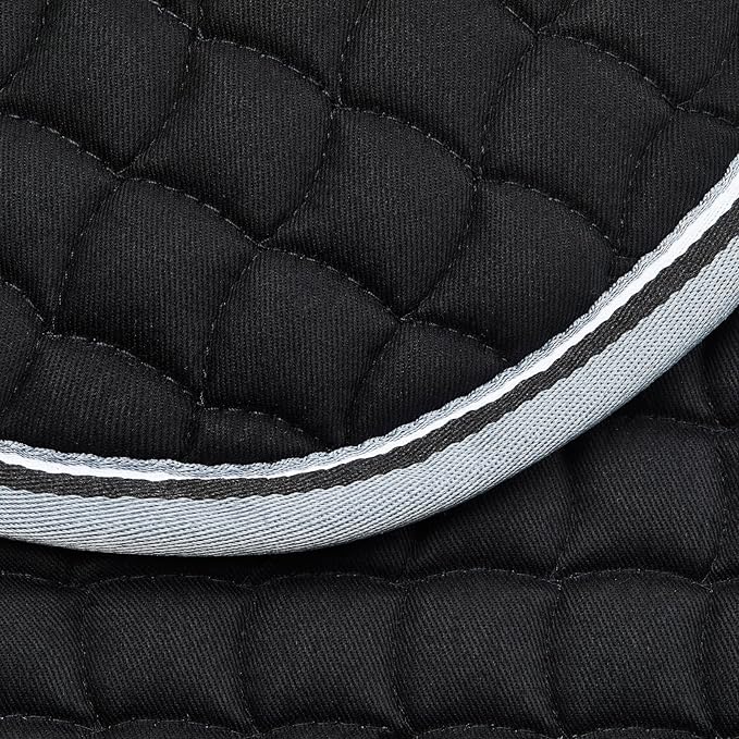 HORZE Adepto Padded All Purpose Quilted Equestrian Saddle Pad for Horses with Two-Tone Trim