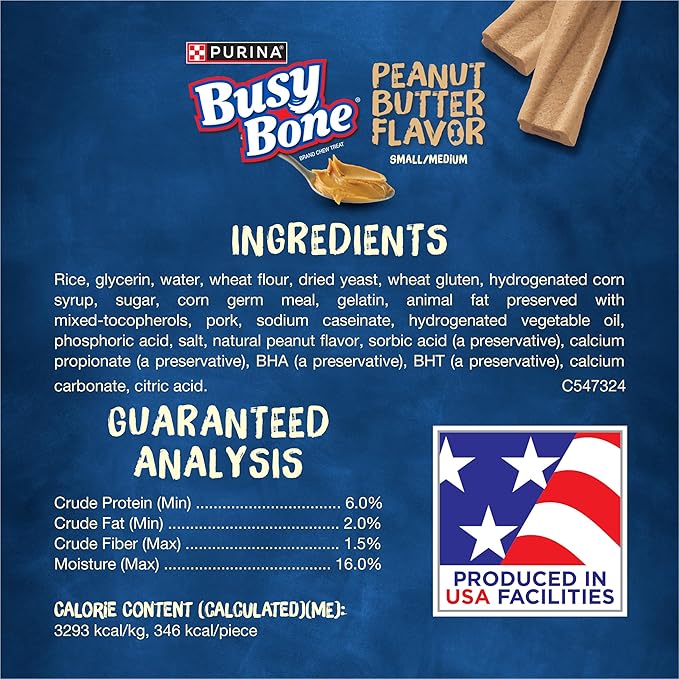 Purina Busy Bone Adult Dog Chew Bone Treats, Peanut Butter - 6 ct. Pouch