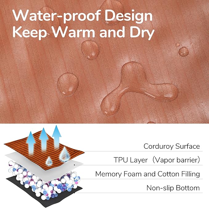 FUKUMARU Cute Dog Bed, Fluffy Dogs Couch with TPU Layer Keeping Lining Dry, Pet Sofa Medium Size Dog Easy to Care, Warm Cat Bed with Removable Zipper Cover, 36inch, Large, Orange