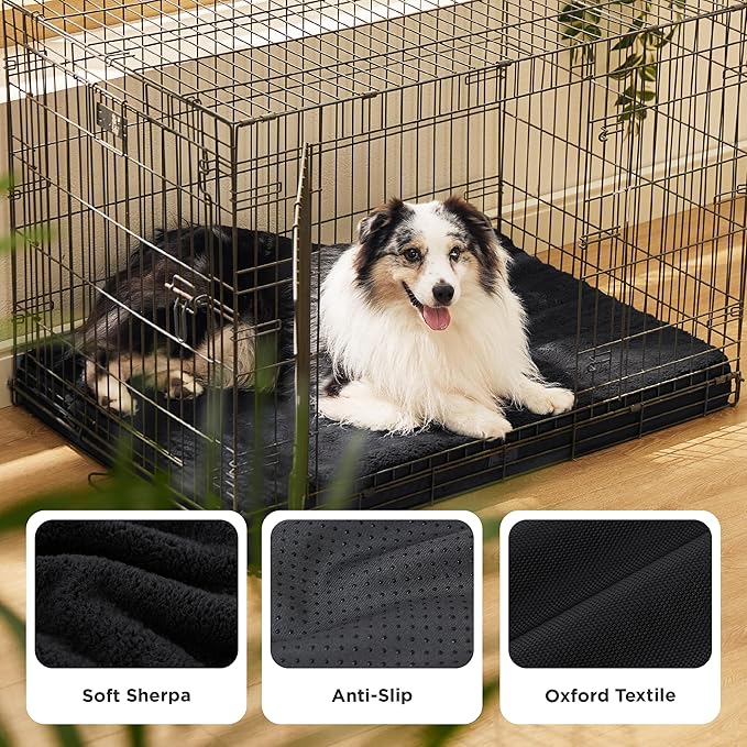 Bedsure XL Dog Bed for Crate - Large Orthopedic Flat Pet Beds with Removable Washable Cover, Egg Crate Foam Crate Mat, Suitable for Pet Up to 90 lbs