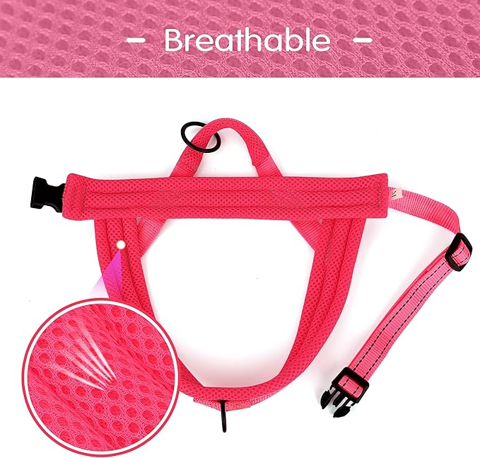 Didog No Pull Dog Harness with Soft Mesh Padded,Reflective & Quick Fit Light Weight Dog Strap Vest Harness,Easy for Walking Training (M:Chest 21-26", Pink)
