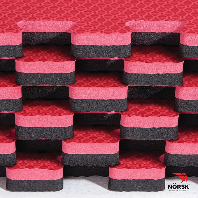 Norsk Dual-Sided Reversible 1/2" Foam Exercise Mats for Home Gym - Interlocking EVA Foam Tiles