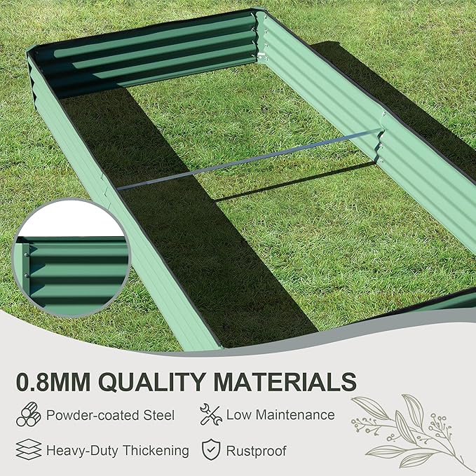 Domi Galvanized Raised Garden Bed, 6x3x1Ft Thickening Metal Planter Box for Vegetables Bottomless for Backyard Outdoor, 1" Deep w/ 128 Gallon Capacity - Green