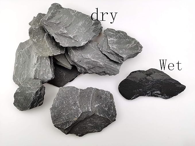 Voulosimi Natural Slate Rocks PH Neutral Stone Perfect Rocks for Aquariums, Landscaping Model,Tank Decoration,Amphibian Enclosures (10 LB, 1-3 inch)