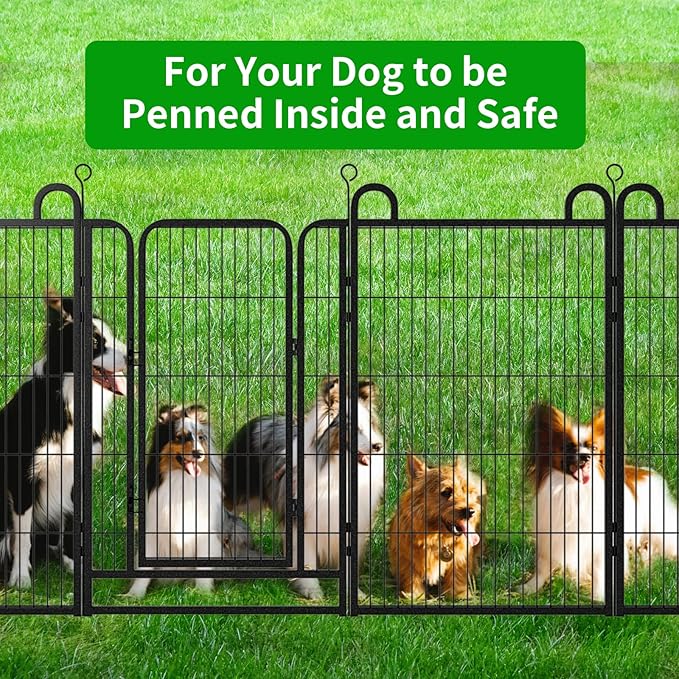 Dog Playpen Outdoor 32 Panels Heavy Duty Dog Fence 40" Height Anti-Rust with Doors Portable for RV Camping Yard, Total 71FT, 406 Sq.ft, Snowy Black