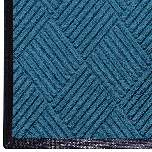 WaterHog Diamond | Commercial-Grade Entrance Mat with Rubber Border – Indoor/Outdoor, Quick Drying, Stain Resistant Door Mat (Medium Blue, 4' x 10')