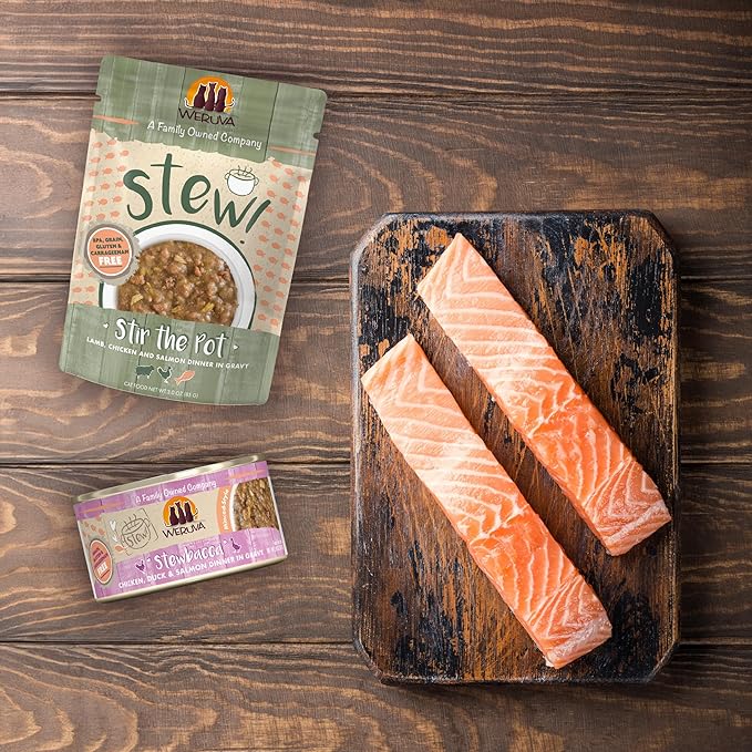 Weruva Classic Cat Stews!, Stewbacca with Chicken, Duck & Salmon in Gravy, 2.8oz Can (Pack of 12)