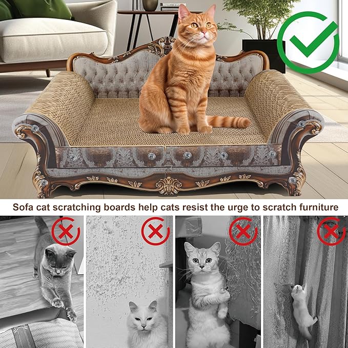 Sofa Shaped Scratching Couch,Thick Scratching Cardboard, Lounge Bed for Indoor Rest&Play, Sofa Scratcher Pad (23 "L X 12.2" W X 10.6 "H)