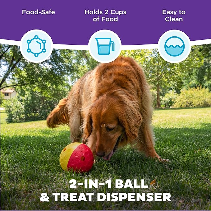 Outward Hound by Nina Ottosson Treat Tumble Interactive Puzzle Ball Dog Toy, Level 1 Beginner, Pink, Large (5.75" Diameter)