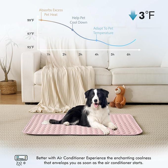 MICROCOSMOS Summer Cooling Mat & Sleeping Pad- Water Absorption Top, Easy Carry, EZ Clean, Materials Safe. Keep Cooling for Pets, Kids and Adults.(Pink, 19" x 15")