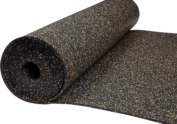 Playsafer Genaflex Rubber Gym Floor Mat, Heavy Duty Commercial Protective Gym Flooring Roll - 8mm Thick (10% Tan, 4' X 15')