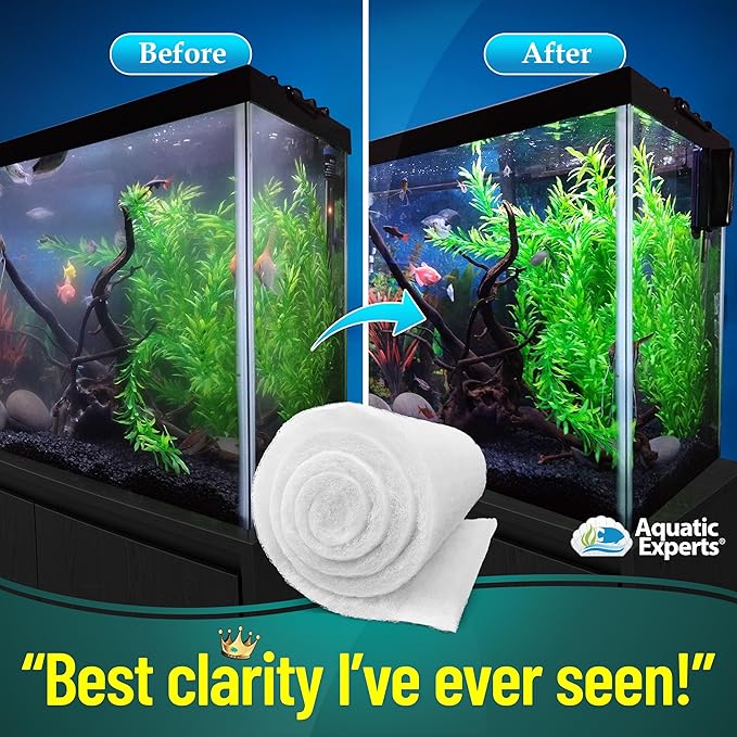 Aquatic Experts Aquarium Filter Floss for Fish Tank Filters - FilterFirst Aquarium Filter Pad - Media Roll for Crystal Clear Water, 3/4" - 1" Thick (18 Inch Wide, 72 Inch Long)