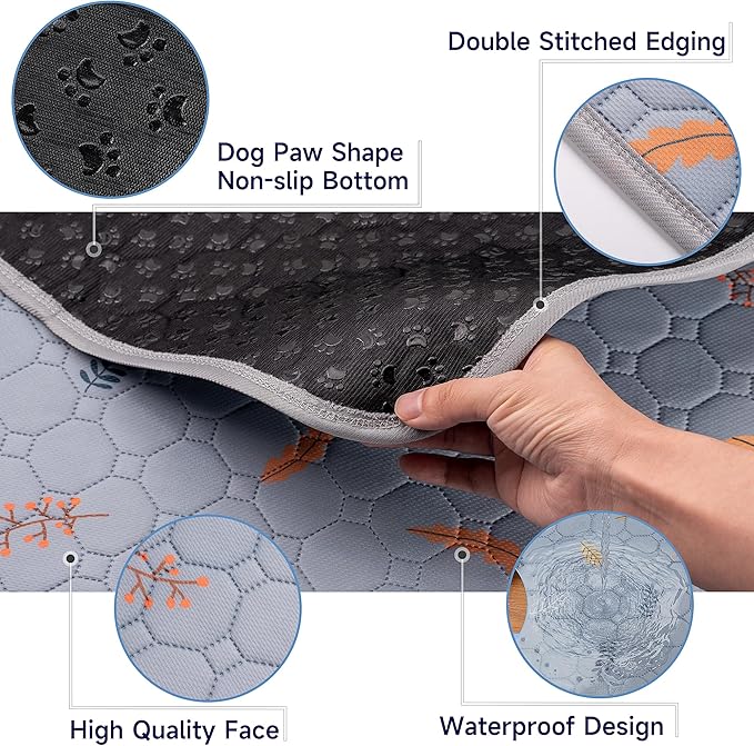 Sunheir 2 Pack Washable Guinea Pig Pee Pads, 24" x 48" Waterproof Reusable Guinea Pig Cage Liners, Absorbent Bedding Training Mat for Small Animal Guinea Pigs Rabbit Bunny Hamster - Light Grey
