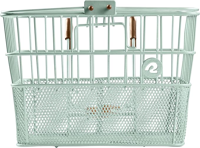 Retrospec Apollo Detachable Front Bike Basket Steel Half-Mesh with Integrated Detachable Hooks and Built-In Handle, Easy Assembly and Portability for Bicycles