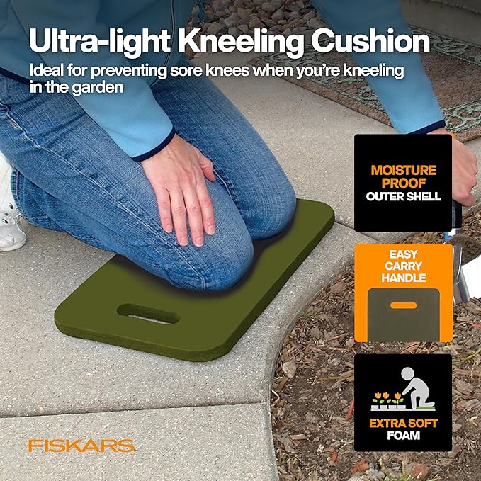 Fiskars Flower Gardening Tool Gift Set with Floral Pruner, Trowel, Cultivator, Garden Gloves, and Ultra-Light Kneeling Cushion for Outdoor Use (5 Piece Kit)