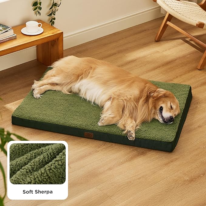 Bedsure XL Dog Beds Large Sized Dog -Orthopedic Flat Extra Large Pet Beds with Removable Washable Cover, Egg Crate Foam Mat, Suitable for Pet Up to 100 lbs