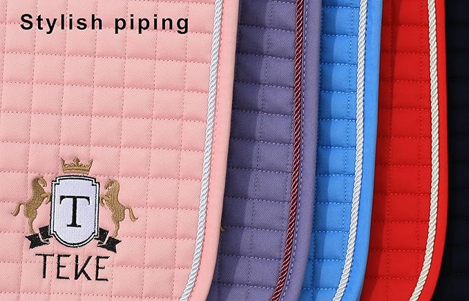 T TEKE Close Contact Saddle Pads,100% Cotton English Saddle Pads for Horses with Moisture-Wicking and Breathable Lining