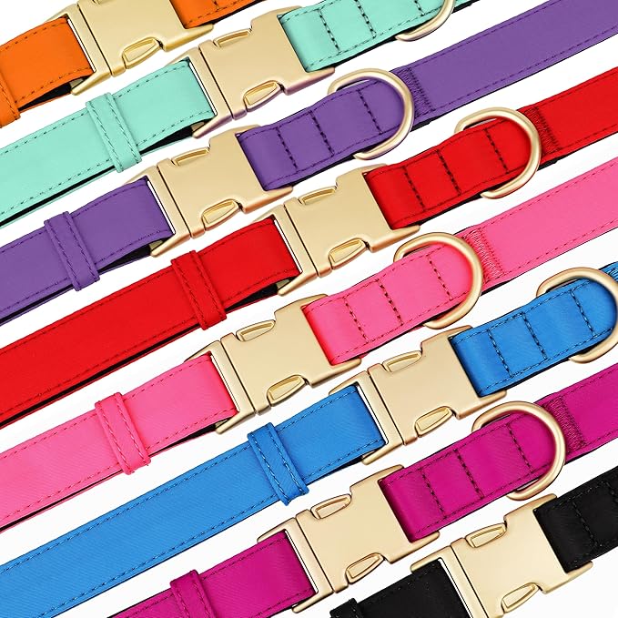 Didog Soft Padded Dog Collars for Medium Dogs, Colorful and Durable Dog Collar with Quick Release Buckle, Light and Breathable for Daily Walking, Red, M