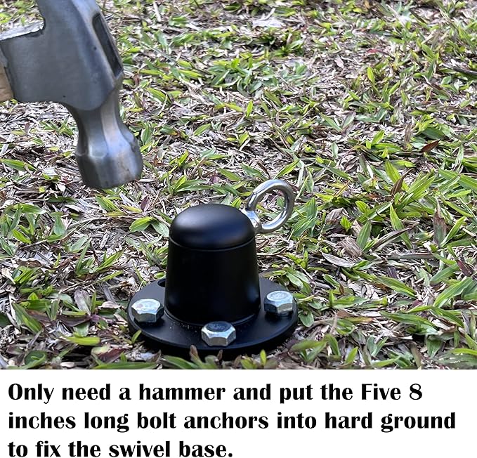 Dog Tie Out Stake Anchor, 360° Swivel Dog Tie Out Cable Runner for Yard Camping (Black)