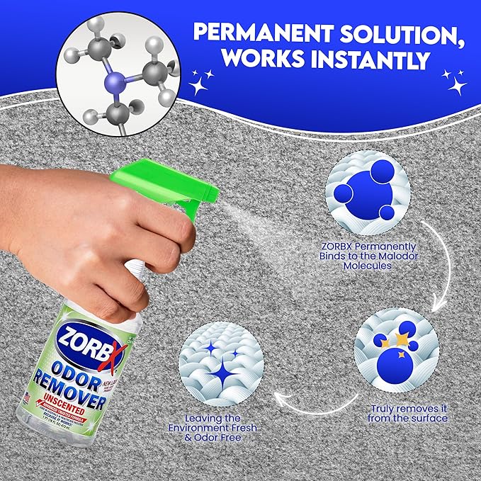 ZORBX Unscented Multipurpose Odor Eliminator Value Pack 2 Oz + 16 Oz + 32 Oz - Used in Hospitals & Healthcare Facilities - Advanced Trusted Formula - Perfect Bundle to Get Rid of Unpleasant Odors