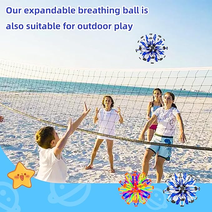 2Pcs Colorful Sphere Expandable Breathing Balls Fidget Toy-Great Anxiety Stress Reliever,Collapsible Expanding Magic Ball Toys for Kids & Adults Mindfulness Meditation Practices , Yoga -ADHD