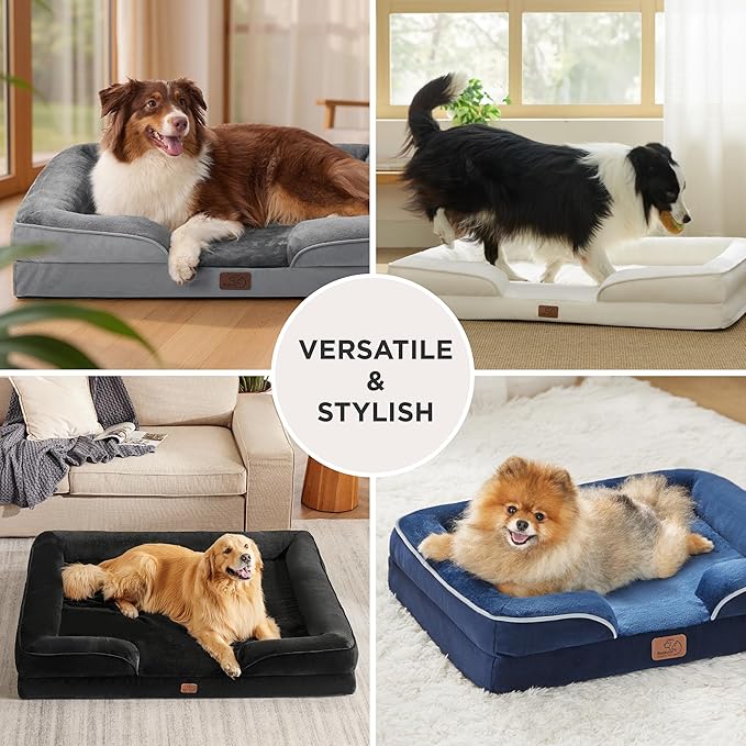 Bedsure Orthopedic Dog Bed Medium Size Dogs - Washable Medium Dog Cat Bed Waterproof, Comfort Pet Couch Sofa with Washable Removable Cover, Pets Bed with Nonskid Bottom, Brown, 28"