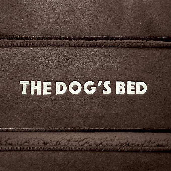 The Dog’s Bed, Large Brown Plush 36x27, Memory Foam, Pain Relief: Arthritis, Hip & Elbow Dysplasia, Post Surgery, Lameness, Supportive, Calming, Waterproof Washable Cover, Veterinary Approved