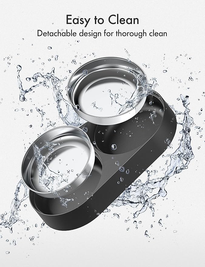PETLIBRO Pet Food Splitter with Stainless Steel Bowls, Automatic Cat Feeder Bowls for Two Cats or Dogs, Suitable for PETLIBRO Automatic Cat Feeder PLAF005, PLAF006, PLAF103, PLAF203