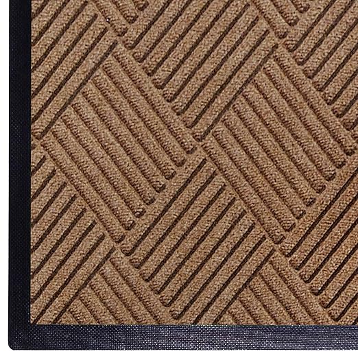 WaterHog Diamond | Commercial-Grade Entrance Mat with Rubber Border – Indoor/Outdoor, Quick Drying, Stain Resistant Door Mat (Medium Brown, 4' x 6')