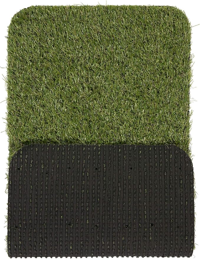 Ottomanson Artificial Grass Puppy Potty Training Pad with Tray, 15" x 30" Reusable Pee Pad for Small Pets and Dogs